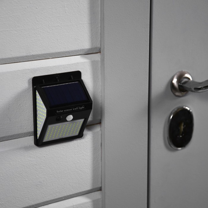 Садовый светильник на солнечной батарее с датчиком движения, накладной, 9.5 &times; 13 &times; 5 см, 150 LED, свечение белое