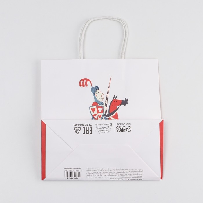 Пакет подарочный, упаковка, &laquo;Рыцарю&raquo;, 22 х 22 х 11 см