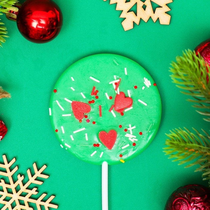 Новый год. Карамель леденцовая на палочке, с декором, "Конфетти", МИКС, 40 г