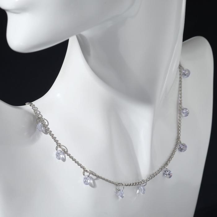 Колье со стразами &laquo;Море&raquo; стразики, цвет белый в серебре, 45 см