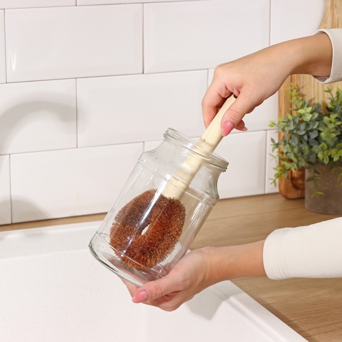 Щётка для чистки посуды Доляна, 8&times;4,5&times;23 см, щетина кокос, деревянная ручка