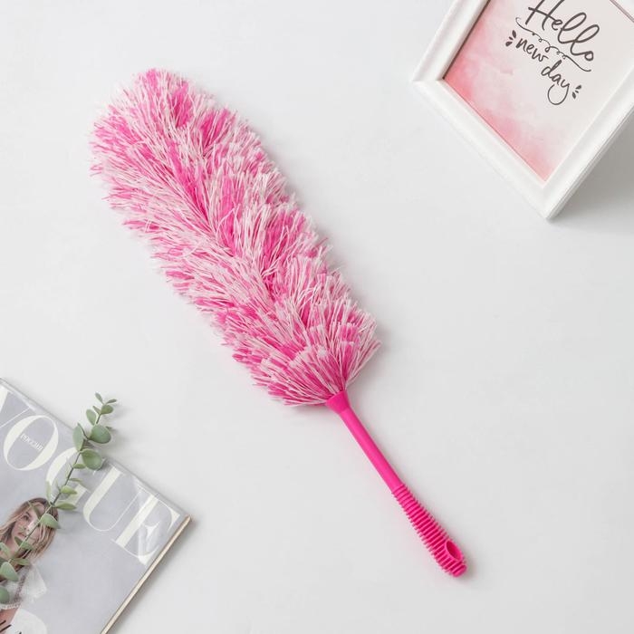 Щётка для пыли Доляна &laquo;Антистатик&raquo;, 55 см, рабочая часть 35 см, микрофибра, цвет розовый