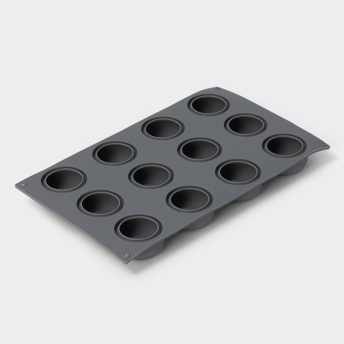 Форма для выпечки и муссовых десертов KONFINETTA &laquo;Фолд&raquo;, силикон, 28,8&times;17,1&times;2,6 см, 12 ячеек (4,2&times;2,5 см), цвет серый