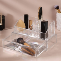 Органайзер для хранения, 9 секций, с выдвижным ящиком, 18,5 &times; 10 &times; 11,5 см, в картонной коробке, цвет прозрачный