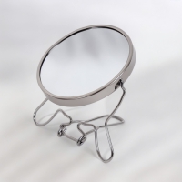 Зеркало настольное - подвесное &laquo;Круг&raquo;, двустороннее, с увеличением, d зеркальной поверхности 9 см, цвет серебристый