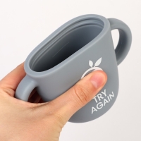 Поильник с трубочкой детский силиконовый &laquo;Try again&raquo;, 200 мл., с ручками, цвет серый