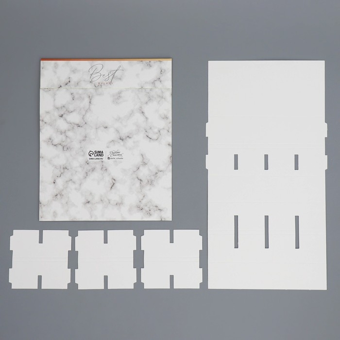 Коробка под 8 конфет и шоколад с ячейками, кондитерская упаковка, &laquo;Мрамор&raquo; 18 х 18 х 4 см