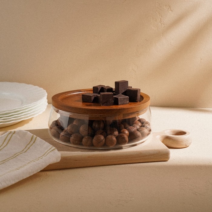 Фруктовница стеклянная с крышкой SL Home &laquo;Южная акация&raquo;, 1 л, 19&times;6 см, цвет прозрачный