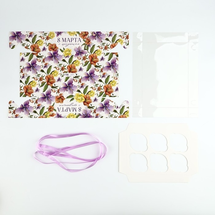 Коробка для капкейка &laquo;Ирисы&raquo;, 23 х 16 х 7.5 см