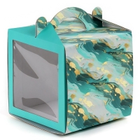 Коробка кондитерская с окном, сундук, &laquo;Мрамор&raquo;, 20 х 20 х 20 см