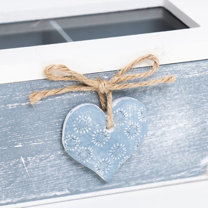 Шкатулка дерево, стекло с делениями "Звёздное сердце" 16,4х9х7 см