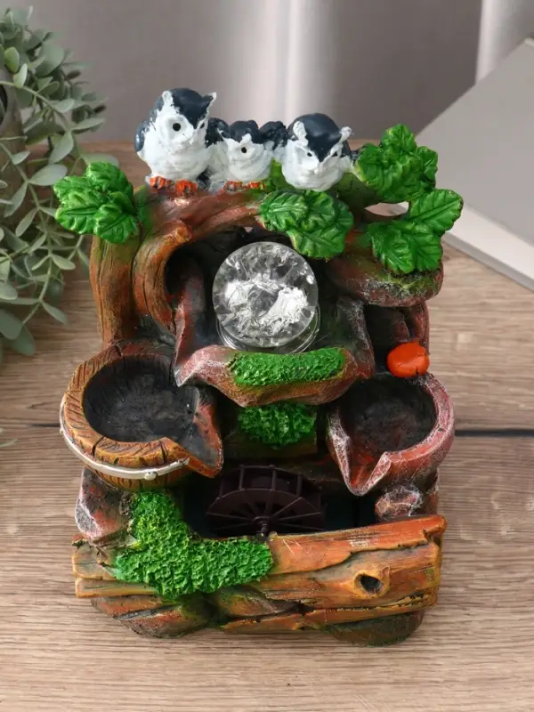 Фонтан "Совы на дереве" 25,5х17х14 см (с подсветкой)