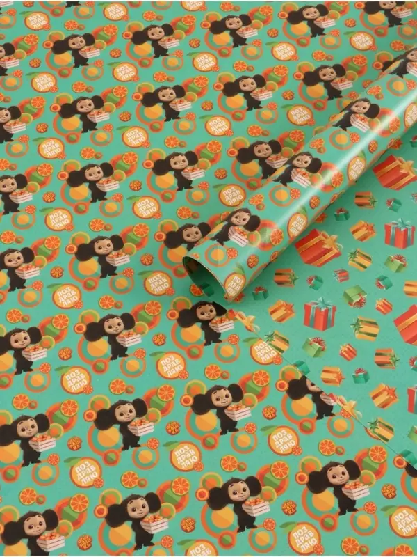 Бумага упаковочная глянцевая двусторонняя &laquo;Чебурашка&raquo;, 70 х 100 см