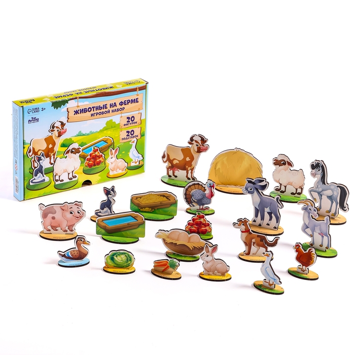 Фигурки животных деревянные &laquo;Ферма. Домашние животные&raquo;