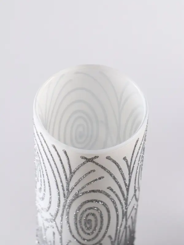 Ваза &laquo;Соблазн&raquo;, прямая, h=26 см, стекло, бело-серебристая