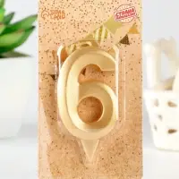 Свеча в торт &laquo;Цифра 6&raquo;, золотая, 6.5 см