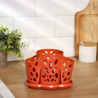 Подставка для столовых приборов &laquo;Камелия&raquo;, 3 отделения, цвет МИКС