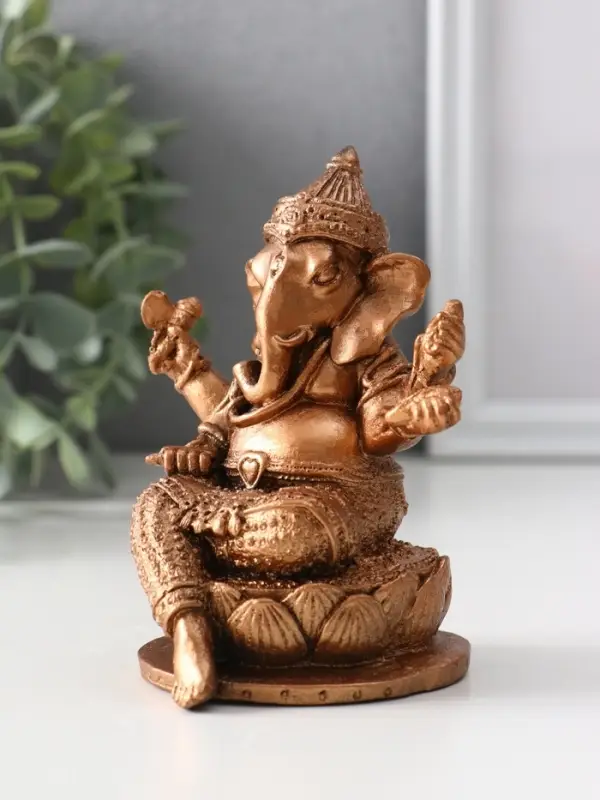 Фигура &laquo;Ганеш на лотосе&raquo;, 10.5&times;9&times;8 см, бронза