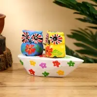 Сувенир "Пара совят" дерево 14х7х9 см, цв. жёлтый/синий