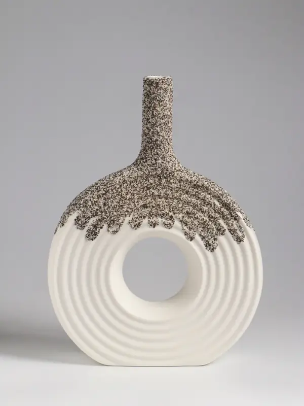 Ваза настольная керамика "Паскуаль" 26,5х20 см, бело-серый