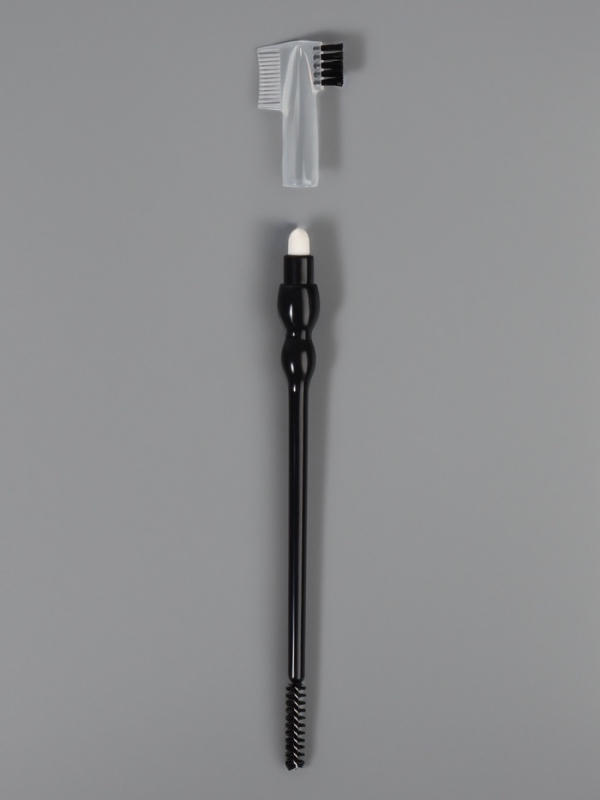 Кисть для макияжа, 3в1, 17 см, чёрная