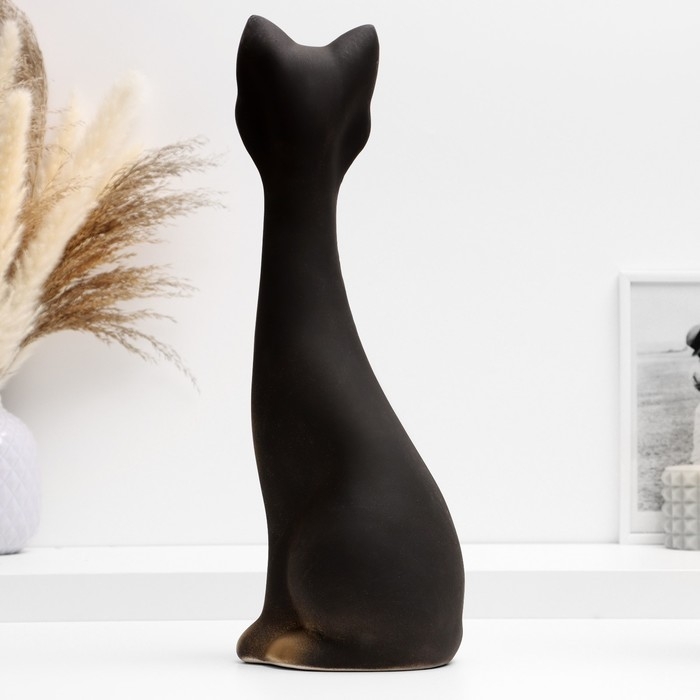 Фигура "Кот" черная в золоте, 14х40х15см