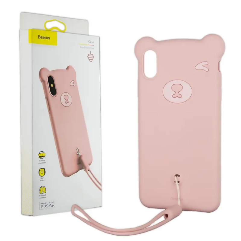 Чехол IPh XS Max Baseus Bear Silicone Case розовый