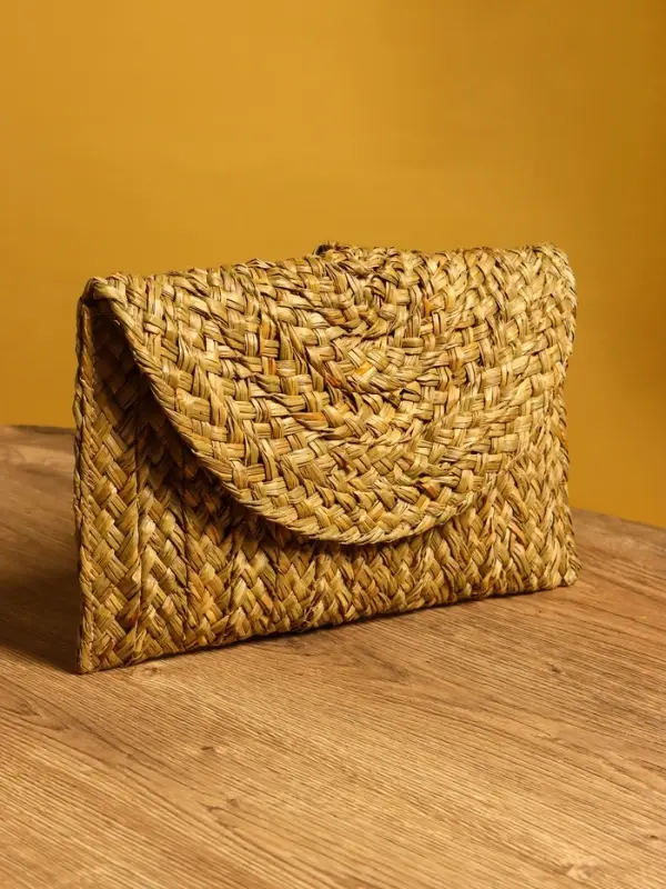 Сумка клатч плетёная из сиграсса 26х16х3 см, цв. бежевый