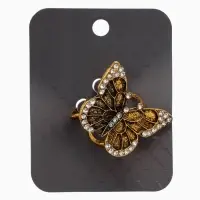 Кольцо для платка "Бабочка", цвет белый в чернёном золоте