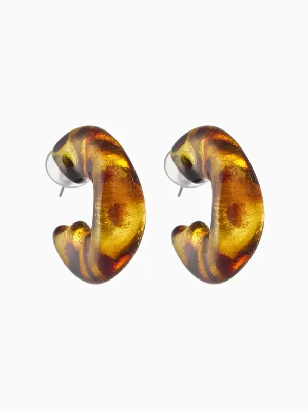 Серьги акрил &laquo;Леопард&raquo; бублик, цветной в серебре