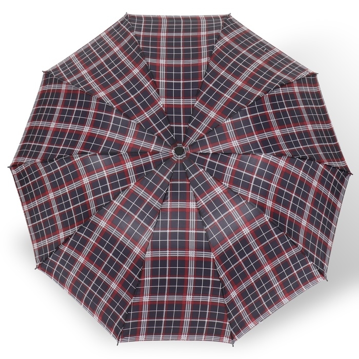 Зонт механический &laquo;Клетка&raquo;, 4 сложения, 10 спиц, R = 52/60 см, D = 120 см, цвет МИКС