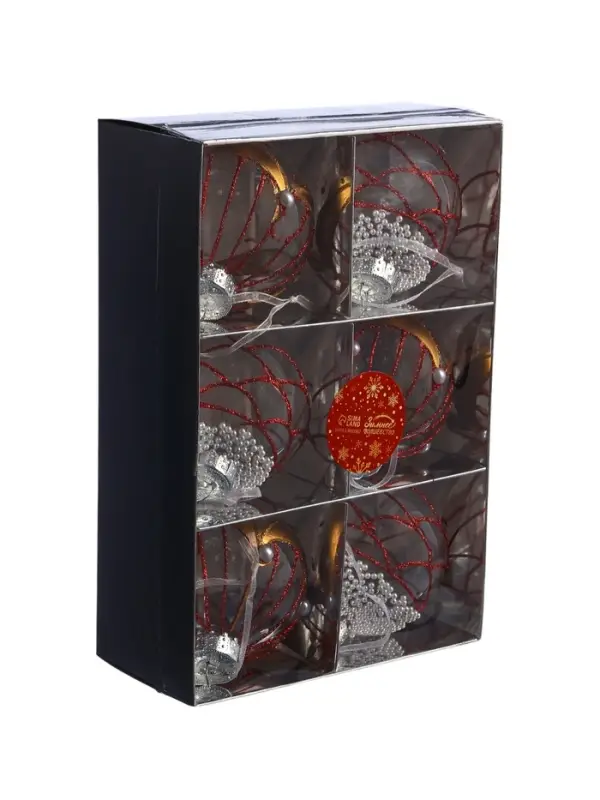 Набор шаров пластик d-8 см, 6 шт "Лирой"красно-белый