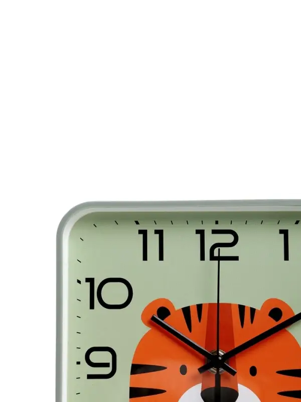 Часы настенные "Тигренок", детские, плавный ход,  19х19см, зеленые