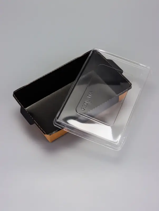 Контейнер с плоской крышкой, черный, 0,8 л, 19 х 13 х 5,5 см