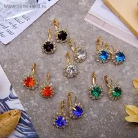 Серьги со стразами &laquo;Круг&raquo; вечеринка, крупный, миксы