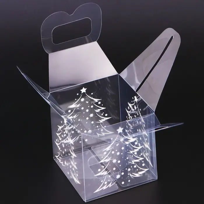 Коробка подарочная новогодняя складная ПВХ &laquo;Ёлочка&raquo; 7&times;7&times;7 см