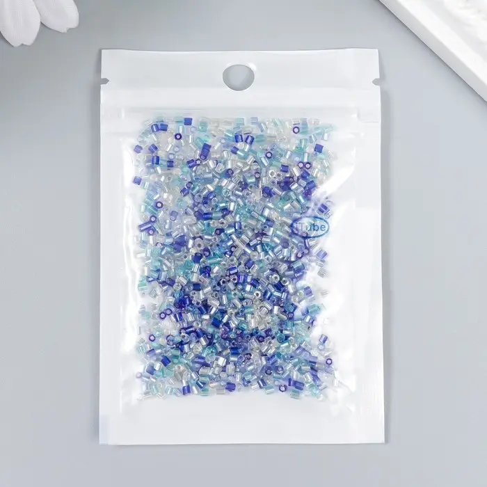Бисер стекло 12/0 "Цилиндр. Сине-голубой меланж" 10 гр