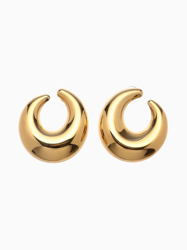 Серьги металл &laquo;Кольца&raquo; полумесяц, цвет золото