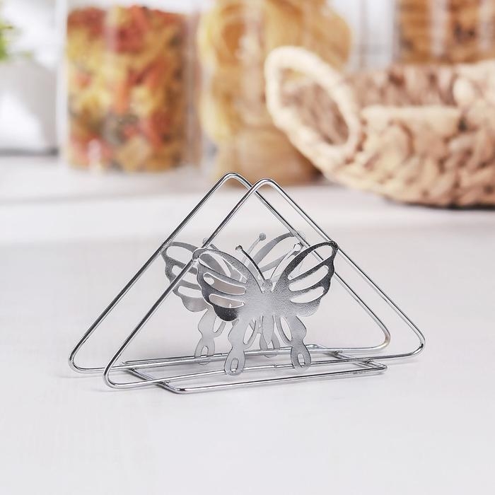 Салфетница Доляна «Бабочки», 6×14×8 см, цвет хром Салфетница Доляна «Бабочки», 6×14×8 см, цвет хром