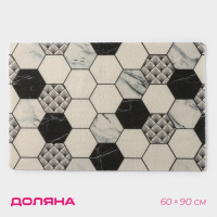 Коврик придверный грязезащитный Доляна &laquo;Мрамор&raquo;, вырезной, 60&times;90 см, цвет серый