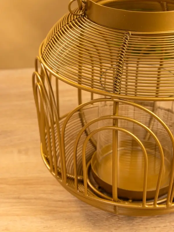 Подсвечник фонарь со стеклянной колбой 19х19х19,5 см, d 8,5 см, металл, цв. Золото