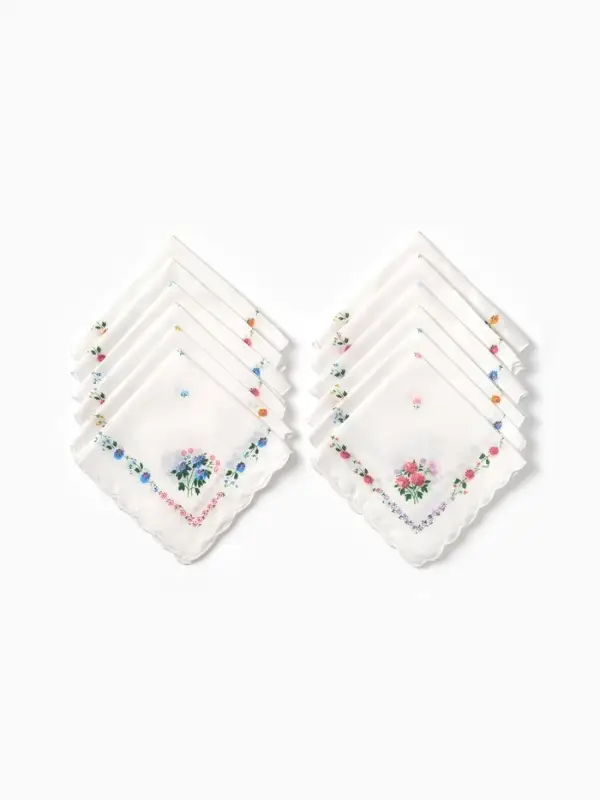 Платки носовые женские Экономь и Я "Полянка" 30*30 см, (набор 12 шт), рис. МИКС,100% пэ