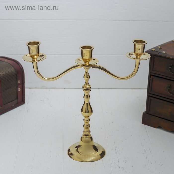 Подсвечник латунь на 3 свечи "Замок" 23 см