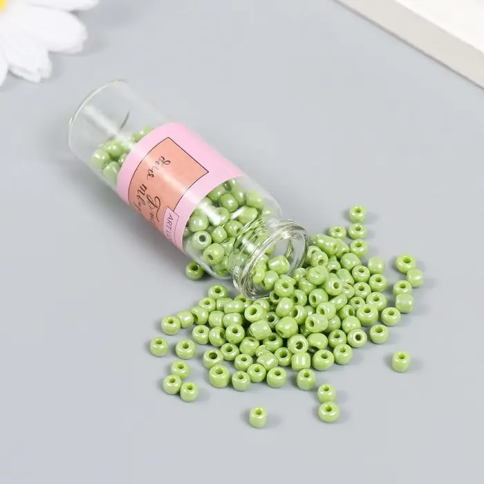 Бисер 6/0 в бутылочке "Спаржа" 20 гр керамический блеск 6х2х2 см