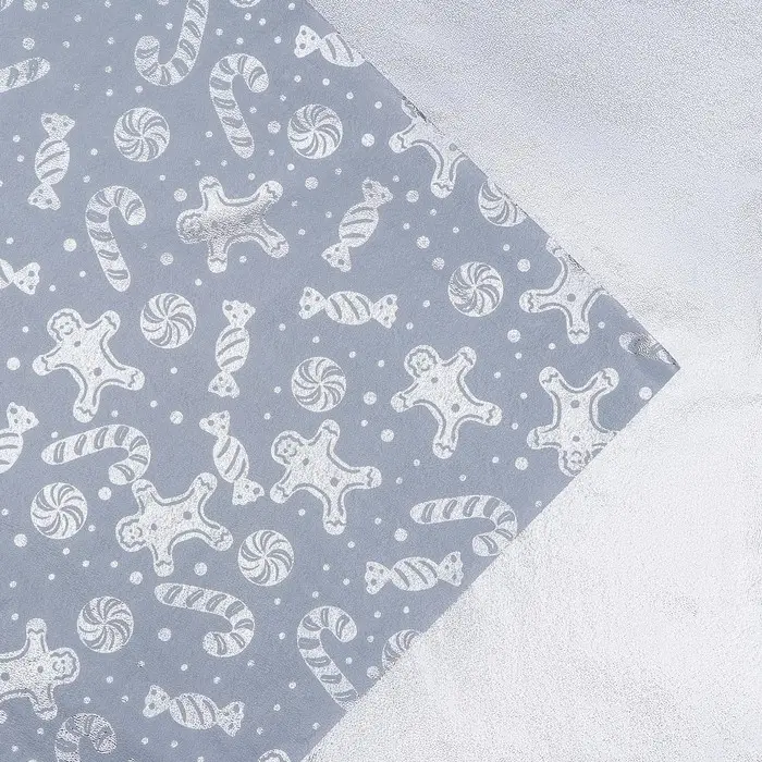 Плёнка упаковочная фольгированная &laquo;Сладости&raquo;, 70&times;50 см, белый