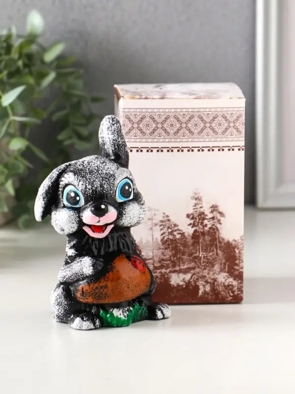 Фигура "Зайчонок с грибком" 12х8х7 см