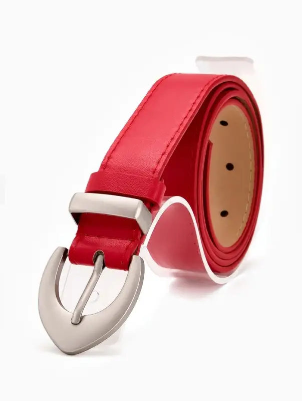 Ремень жен 05-01-02-01, Июнь2506, 3*0,3*110 см, без винта, пряж мат металл, 1 прокол, красн   109031