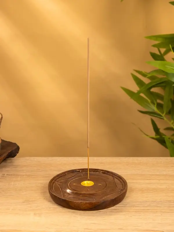 Подставка под благовония круглая, 12.5&times;12.5&times;1.5 см, дерево шишам