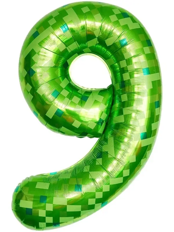Воздушный шар фольгированный 40" цифра "9" пиксели, в ин.уп.