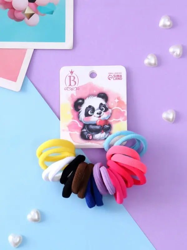 Резинка для волос &laquo;Панда&raquo;, набор 20 шт., сердце, 2.5 см, МИКС